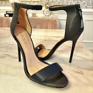L.A.M.B. Black Textured Heel Sandals